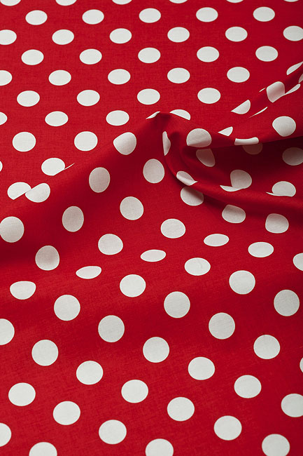 Ткань "Medium Dots" красная 
