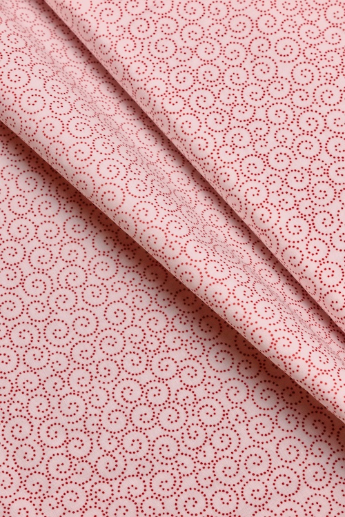 Ткань "Красные завитки на белом" 