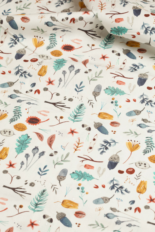 Ткань поплин "Лесной гербарий" 