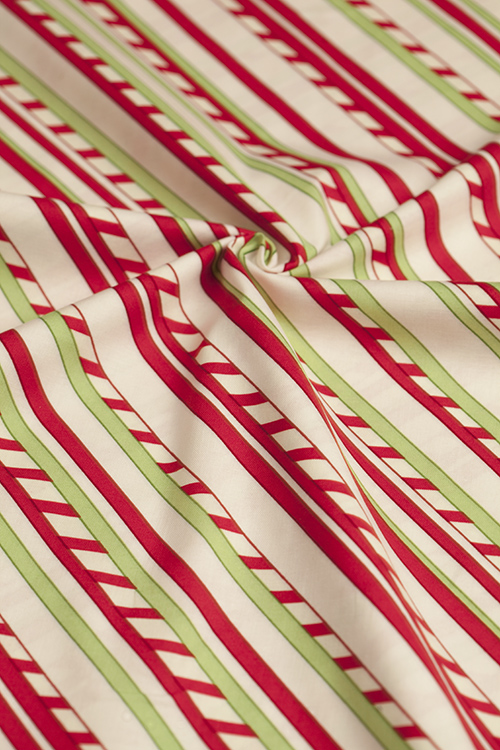Ткань "Purely Christmas" полоски на белом 
