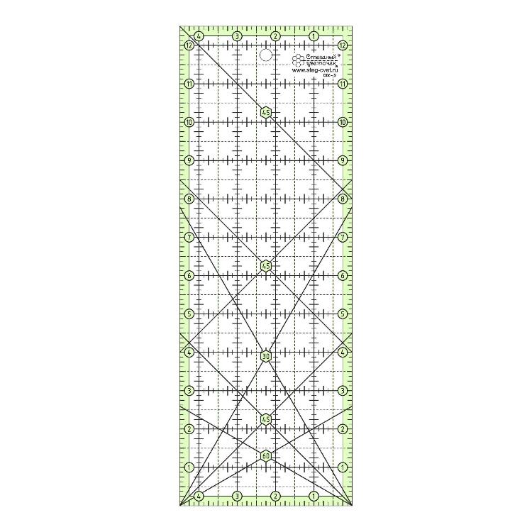 Линейка для пэчворка в дюймах, 4 ½ х 12 ½" 