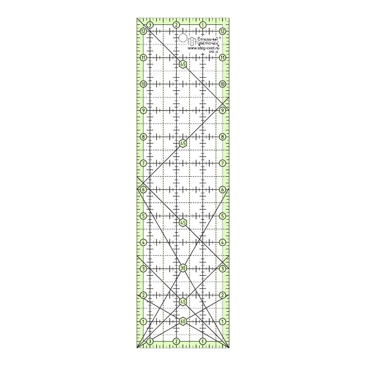 Линейка для пэчворка в дюймах, 3 ½ х 12 ½" 