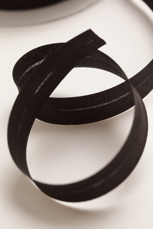 Косая бейка черная, 20 мм 