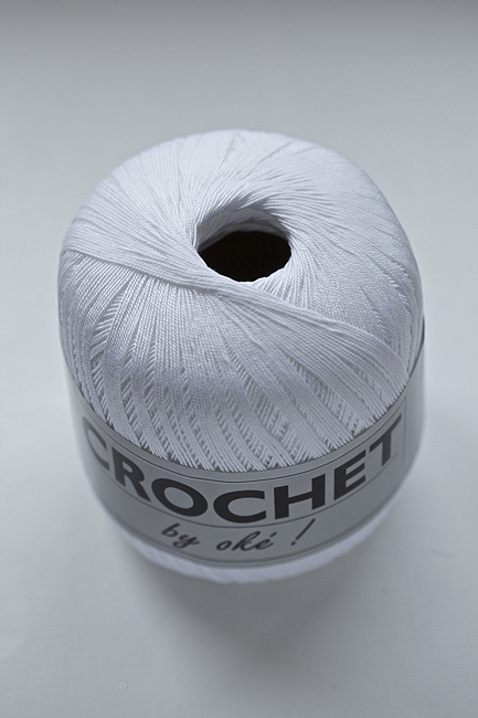 Пряжа Oke Crochet, 100% хлопок, белая 